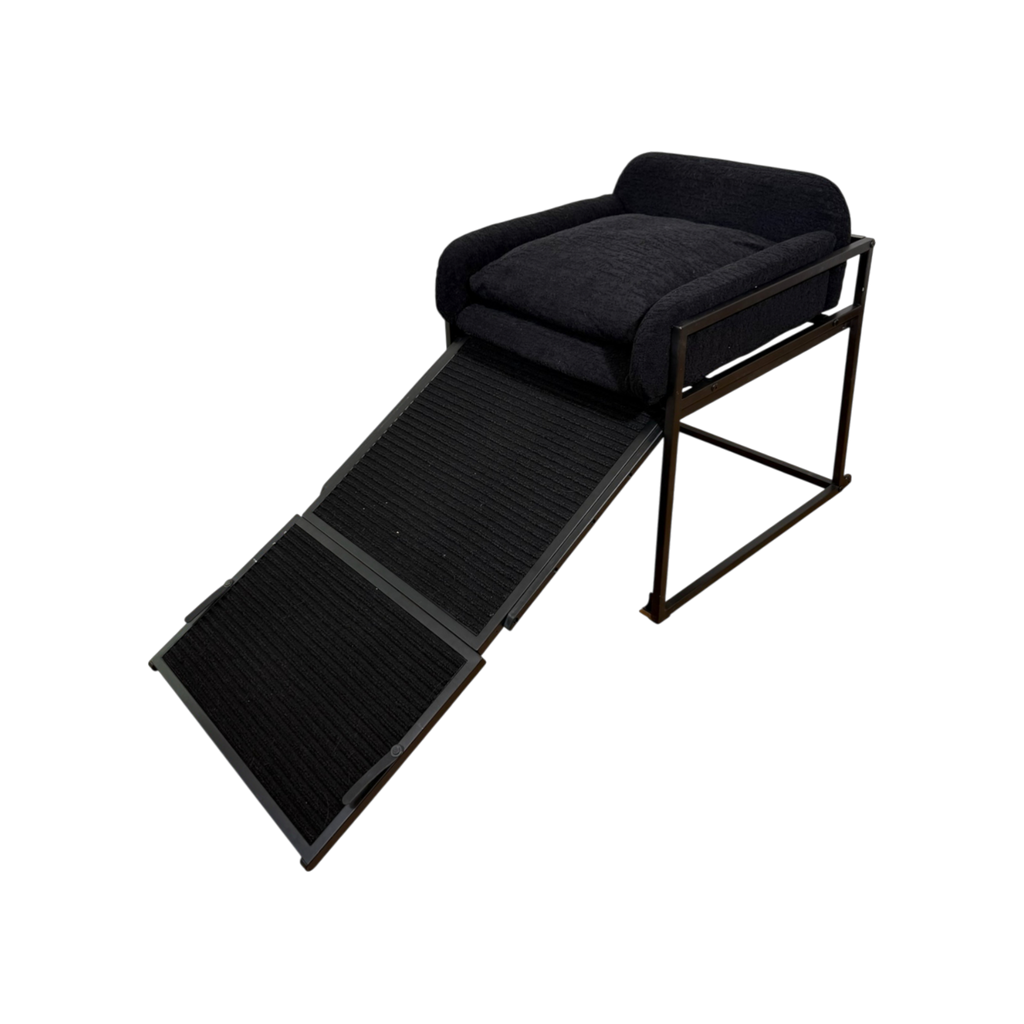 Elevated Pet Chair with Built-In Ramp – Cozy Dog Seat for Home, Office & Bedside