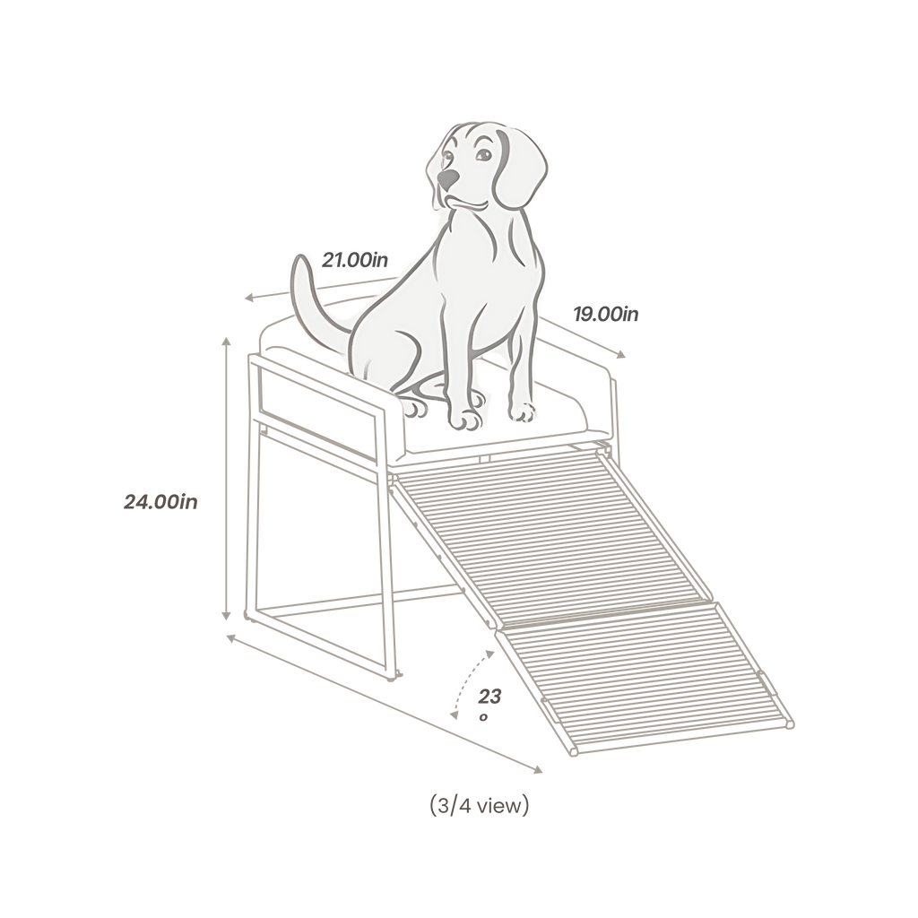 Elevated Pet Chair with Built-In Ramp – Cozy Dog Seat for Home, Office & Bedside