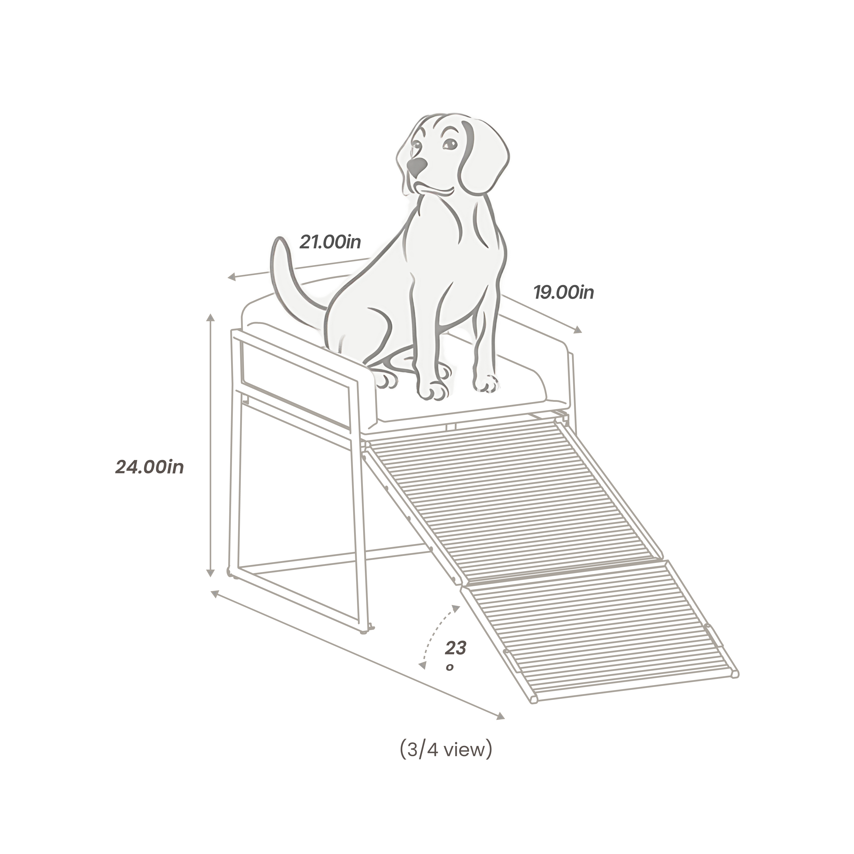 Elevated Pet Chair with Built-In Ramp – Cozy Dog Seat for Home, Office & Bedside