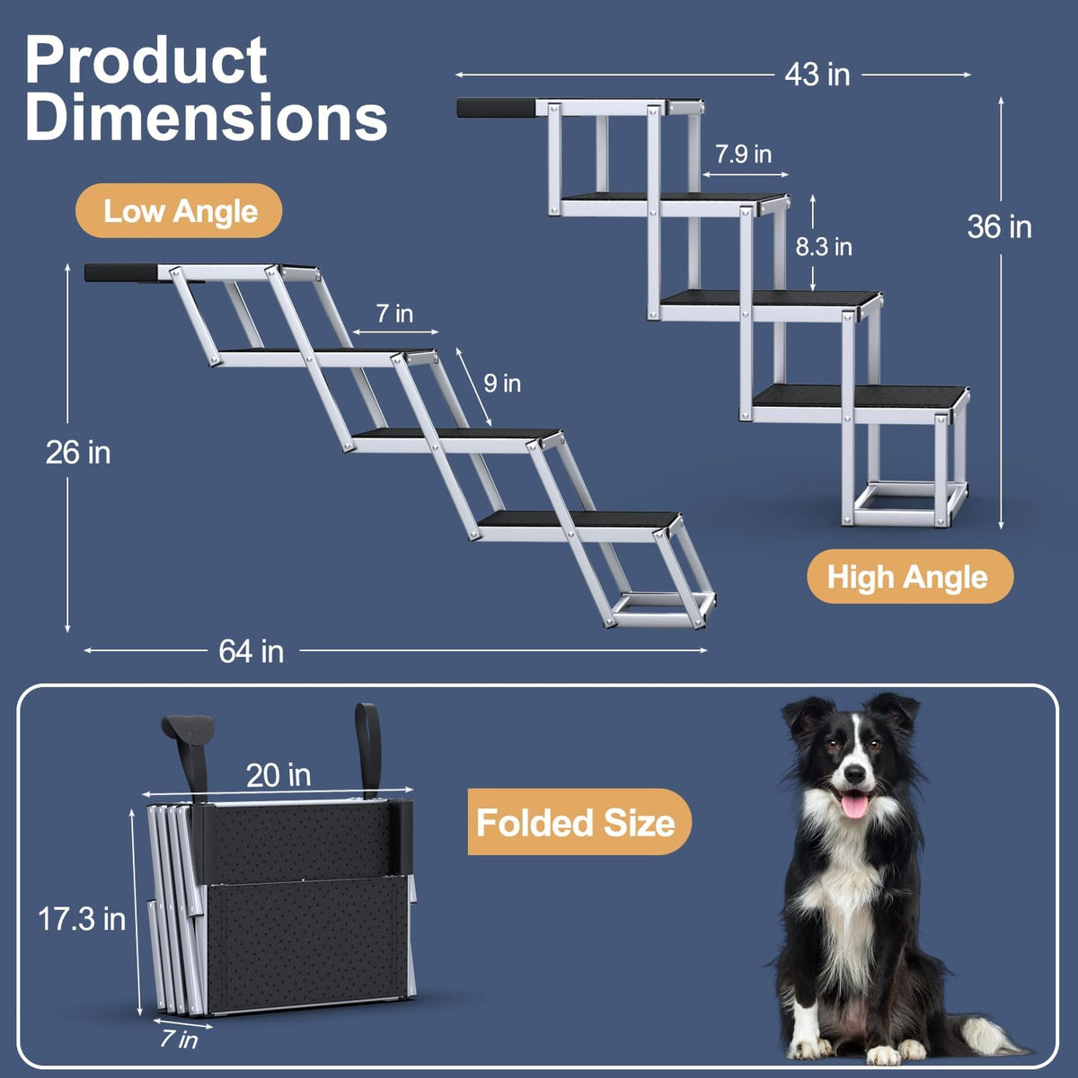 # Extra-Wide Foldable Dog Ramp & Stairs for Cars, SUVs & Trucks