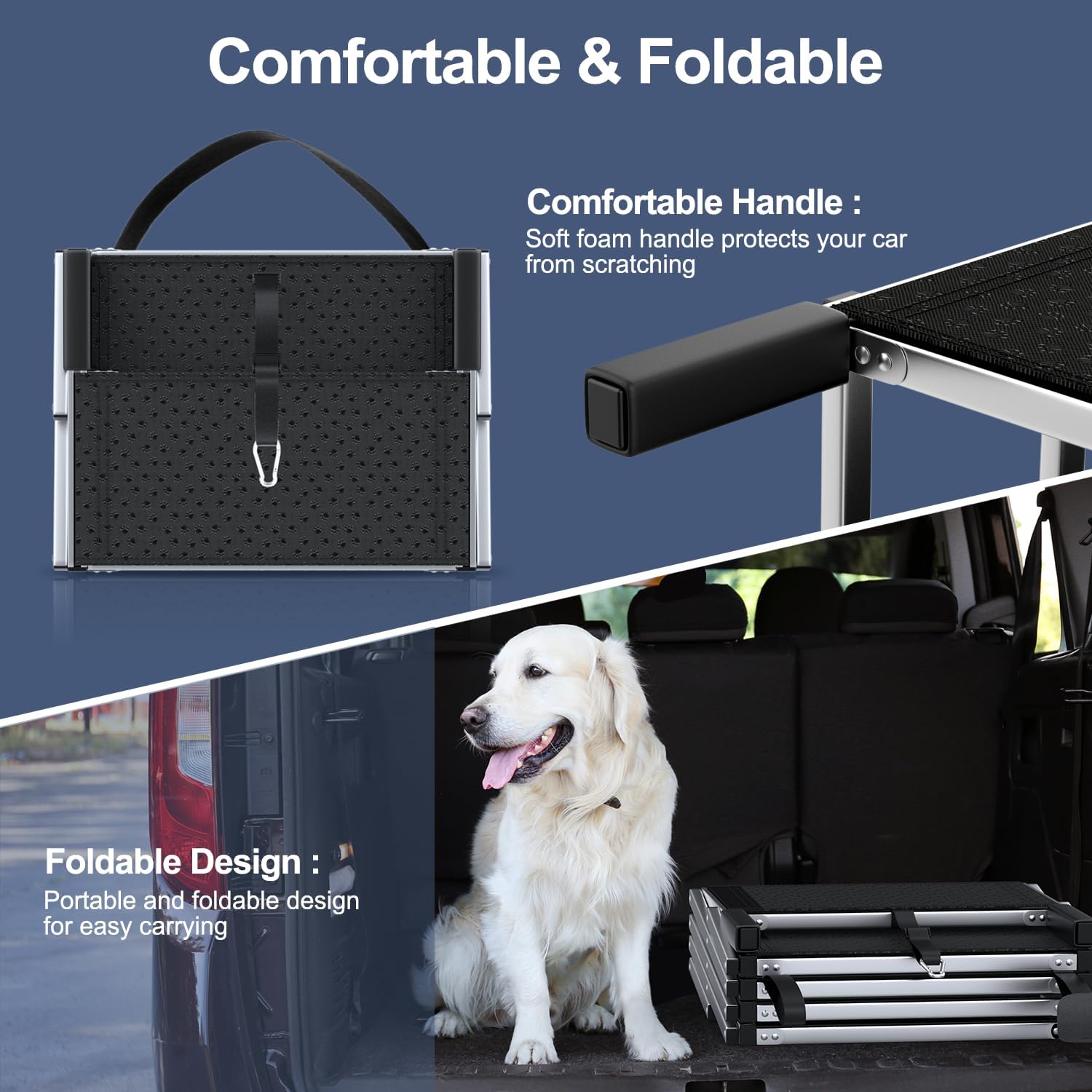 # Extra-Wide Foldable Dog Ramp & Stairs for Cars, SUVs & Trucks