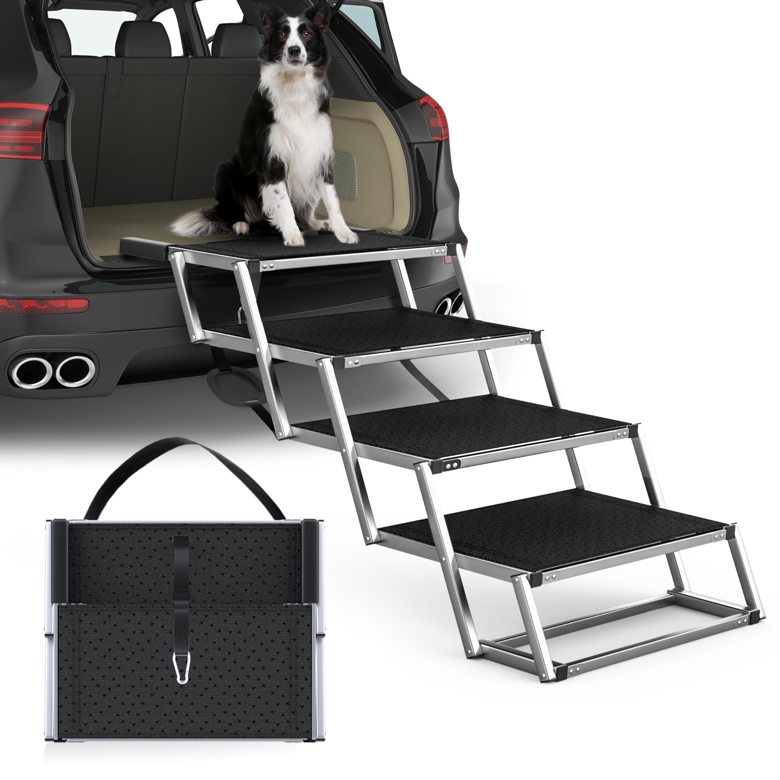 # Extra-Wide Foldable Dog Ramp & Stairs for Cars, SUVs & Trucks