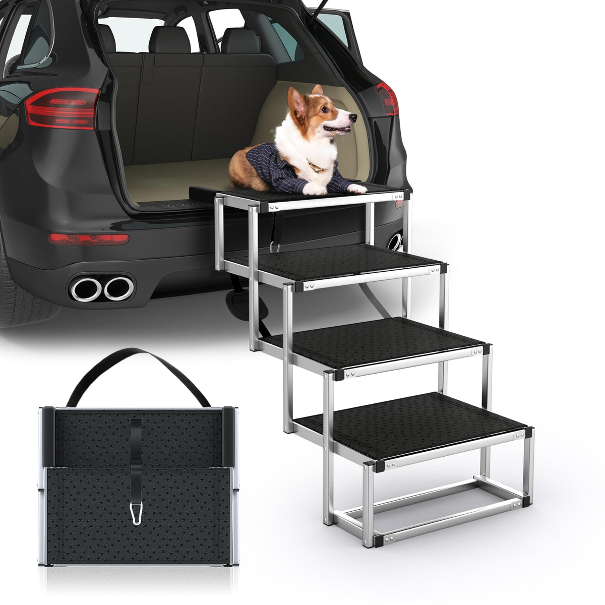# Extra-Wide Foldable Dog Ramp & Stairs for Cars, SUVs & Trucks